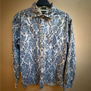 Tommy Hilfiger Blue and White Paisley Shirt